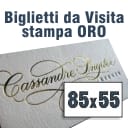 Biglietti da Visita 85x55 Cartoncino Crema stampa ORO lucido a caldo